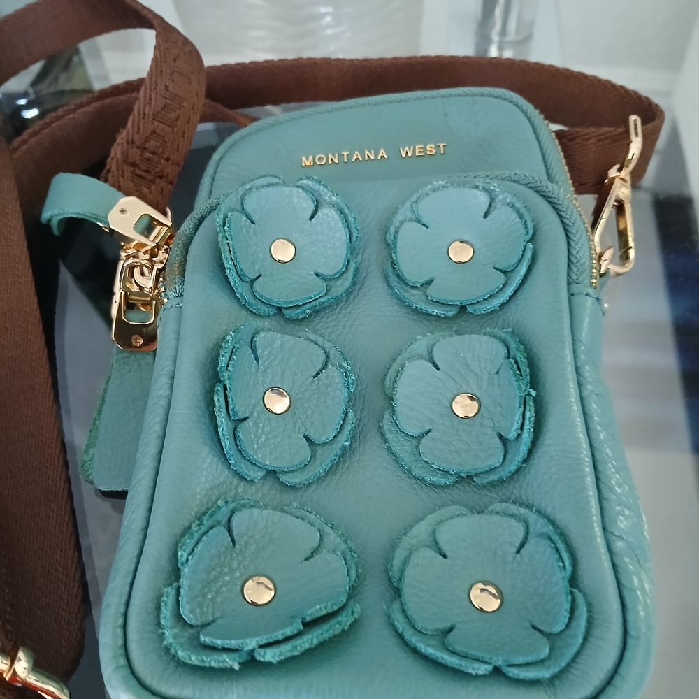 Montana West Teal Crossbody Bag with Floral Accents